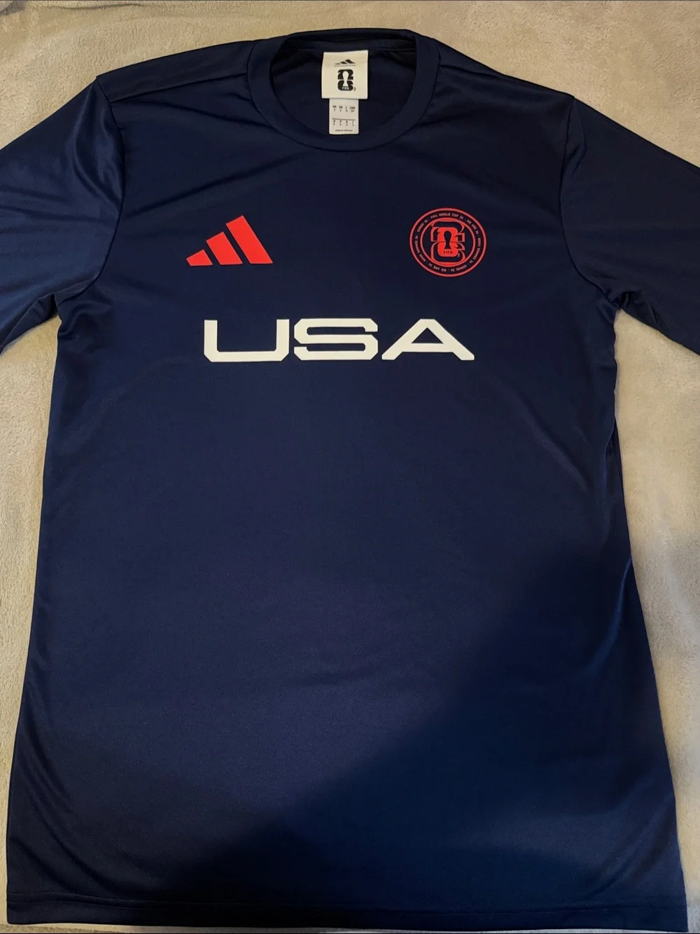 adidas Navy USA Performance Soccer Jersey with Red and White Accents
